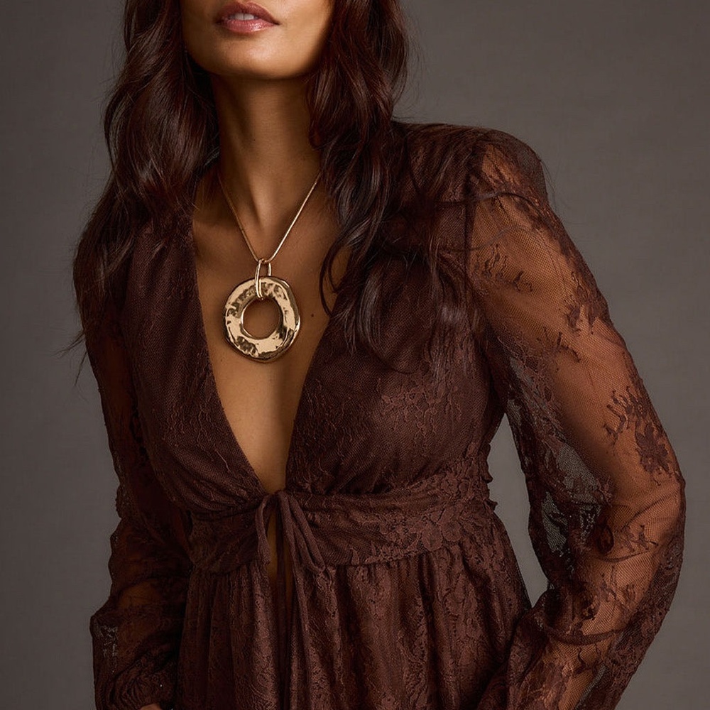12th Tribe Callahan Mocha Lace Blouse Size SS